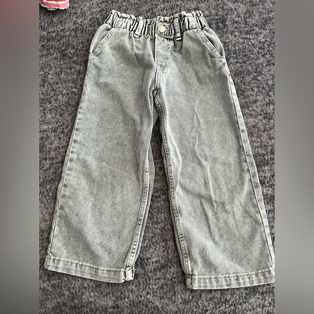 Cute H&M Toddler Wide Leg Gray Kids Denim Pants Size 4T